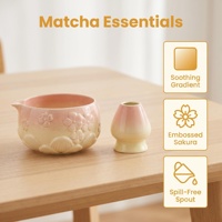 Pabrik Logo Kustom Grosir Langsung 4/5 Pcs Set Teh Matcha Buatan Tangan Mangkuk Matcha Penyangga Sendok Pengaduk Bambu Perlengkapan Alat