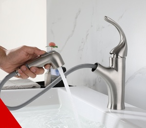 Nouveau bec d'extension de dessin en acier inoxydable brossé <span class=keywords><strong>lavabo</strong></span> de comptoir rétractable <span class=keywords><strong>robinet</strong></span> de salle de bain chaud et froid - Product Image 3