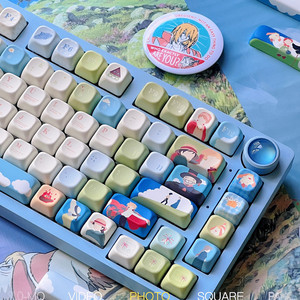 A-nime Howl's Mo-ving Ca-stle Keycaps143 teclas Cherry/EOA Profile PBT Dye Subbed Keycap para teclado mecánico MX Switch - Product Image 2