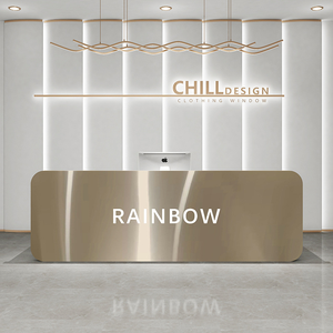 Gold Reception <b>Desk</b> Beauty Salon Corner Curved Salon Furniture <b>Small</b> Reception <b>Desk</b> Reception Counter Front <b>Desk</b> Bar Counter - Product Image 4