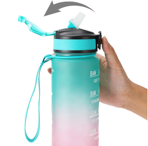 Bouteille d'eau de sport givrée non toxique avec paille, marqueur de temps étanche pour le bureau, l'école et l'entraînement pour faire bouillir l'eau. - Product Image 2