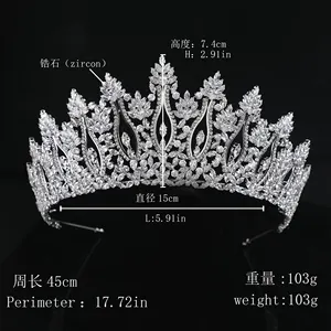 Handmade Luxury Zircon Tiaras And Crowns Wedding Crown For Bride Good Quality Bridal Hair Accessories