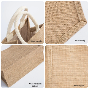 Sac fourre-tout personnalisé en toile de jute et coton vintage, idéal pour le shopping, les cadeaux de demoiselle d'honneur, les voyages, la plage, ou comme sac <span class=keywords><strong>écologique</strong></span>. - Product Image 2