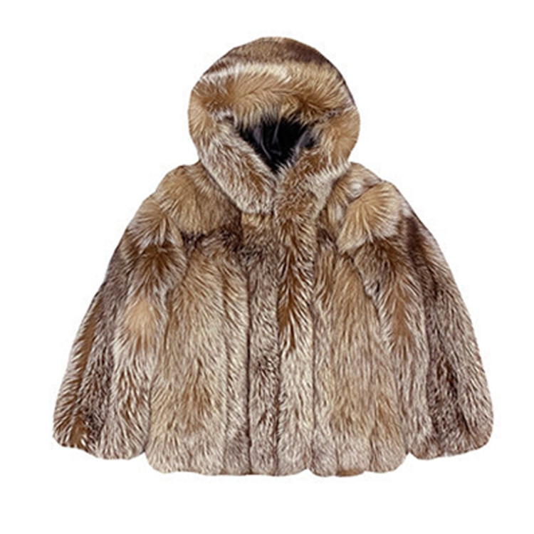 Fox Fur Fur Coat Mid Length Silver Fox Coat Wide Plus Size Women's Coat Winter