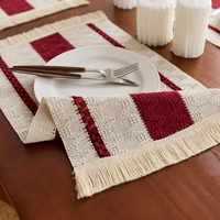 Napperons personnalisés polyester coton Restaurant Table de mariage tapis tissé rayé gland Table napperon