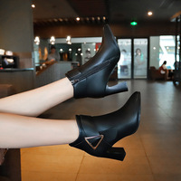 Nouvelles bottines à talons hauts pour l'automne et l'hiver, talon épais, bout pointu, bottines courtes à la cheville, style féminin