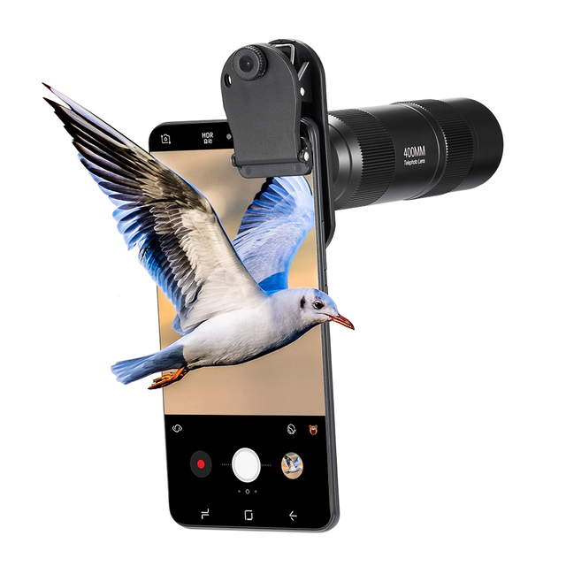 Professional 400mm Telephoto Zoom Lens for Smartphone Optical Telescope Camera Lens with Clip Holder -Portable Phone Accessories