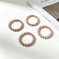 Ins-Style Minimalistischer Lila Natürlicher Süßwasserperlen-Ring in Kartoffelform AA-Qualität Elastischer Vielseitiger Modeschmuck für Damen