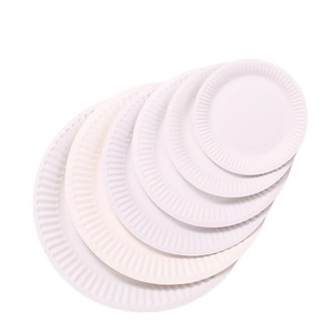Assiette en papier blanc de forme ronde de dîner de restaurant de haute qualité de 6 7 8 <span class=keywords><strong>9</strong></span> pouces pour la décoration de fête d'anniversaire - Product Image 3