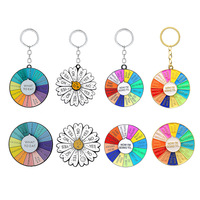 Porte-clés en alliage de zinc avec roue tournante arc-en-ciel de dessin animé, Daisy, gestion des émotions, expression réglable, énergie sociale, badge d'humeur
