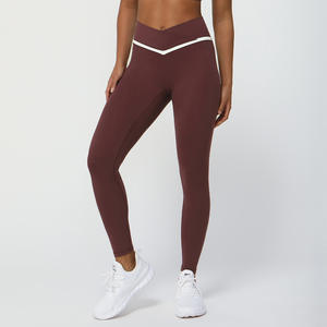 Leggings de yoga pour femmes à taille croisée à contraste élevé, extensible dans les quatre sens, respirant, vêtements de sport de fitness, pantalon de course - Product Image 1