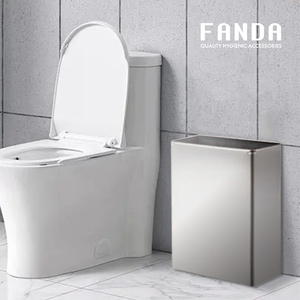 FANDA Design Moderno Aço Inoxidável Resíduos <span class=keywords><strong>Bin</strong></span> Escovado Acabamento Open Top Comercial Trash <span class=keywords><strong>Indoor</strong></span> Can Made in Taiwan - Product Image 1
