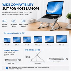 Nouveau support d'ordinateur portable ergonomique pliable en métal à 7 niveaux réglables, support de bureau pour ordinateur portable jusqu'à 17,3 pouces - Product Image 6
