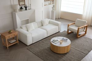 Tavolino da Caffè Rotondo Moderno Voxhome in Marmo Intagliato con Design Elegante in Legno e Stile Pannello per Arredamento Casa - Product Image 4