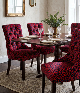 Tissu d'ameublement de luxe imprimé léopard rouge et bleu, velours hollandais, satin, lin, toile, velours Matty Celosia au mètre - Product Image 5