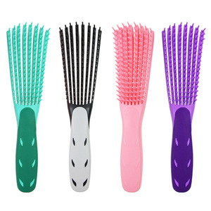 Wholesale Rows Detangling hair comb detangler brush Massage barber salon Logo Customize curly hair brush