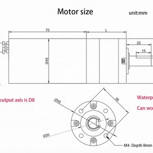 45mm Planetary Brushed DC Motor 140kgf.cm 12V 24V IP68 Waterproof with Forward and Reverse Speed Control - Product Image 6