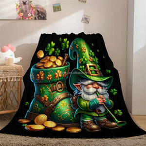 Lùn bốn lá cỏ ba lá flannel chăn vàng sáng tạo in phim hoạt hình trong nhà/ngoài trời phòng ngủ phòng khách văn phòng màu xanh lá cây - Product Image 3