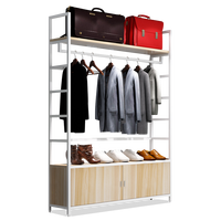 Présentoirs de Vêtements Modernes en Acier et Bois pour Boutiques, Étagères Suspendues pour Magasins de Vêtements, Idéaux pour la Publicité