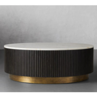 Nouveautés : Table basse ronde en marbre avec base en métal, style moderne pour salon