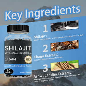 Gomas Orgânicas de Shilajit do Himalaia de Marca Privada Rápida, Doces de Shilajit Puro do Himalaia, Veganos, Estimulantes Cerebrais - Product Image 2