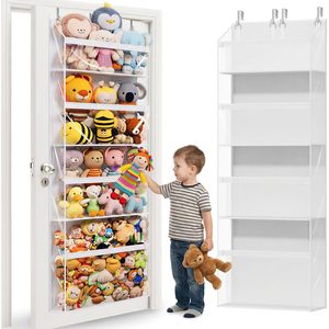 Stuffed Animal Storage 4 Tier Clear <b>Over</b> <b>Door</b> Organizer For Plush Toys Kids Room Storage Solution - Product Image 1