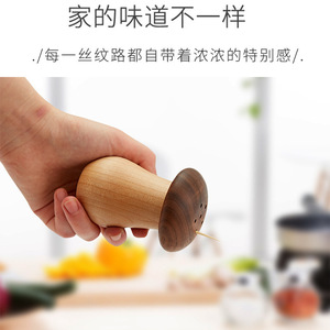 Mushroom Pepper Grinder Set Acacia Wood Salt Pepper Mill Toothpick Holder Kitchen Seasoning Dispenser - Product Image 3