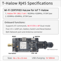 Módulo IoT LILYGO T-Halow RJ45 Wi-Fi HaLow (802.11ah) 902-928MHz Comunicación Inalámbrica de Largo Alcance Compatible con Modo Dual STA+AP