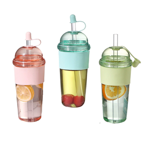 Gobelets à paille grande capacité 630 ml avec couvercle et ensemble de brosses de nettoyage – Tasses à thé au lait Boba, café, jus et boissons froides - Product Image 1