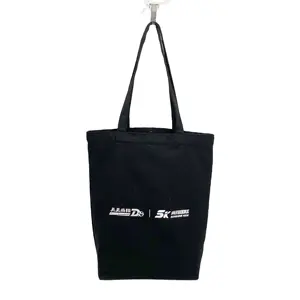 China supplier canvas tote bag printing beach bag black canvas tote cotton bag with button and zipper and pocket inside