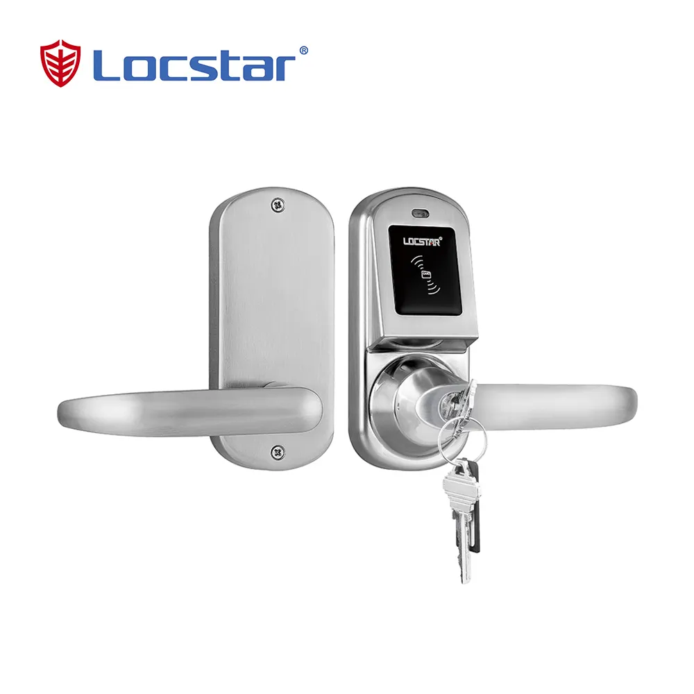 Locstar 높은 보안 스테인레스 스틸 모텔 단일 래치 카드 코드 호텔 전자 도어 잠금