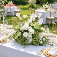 Centre de table artificiel en soie blanche et verte de 50 cm, mélange de roses, de delphiniums et de magnolias pour la décoration de table de mariage