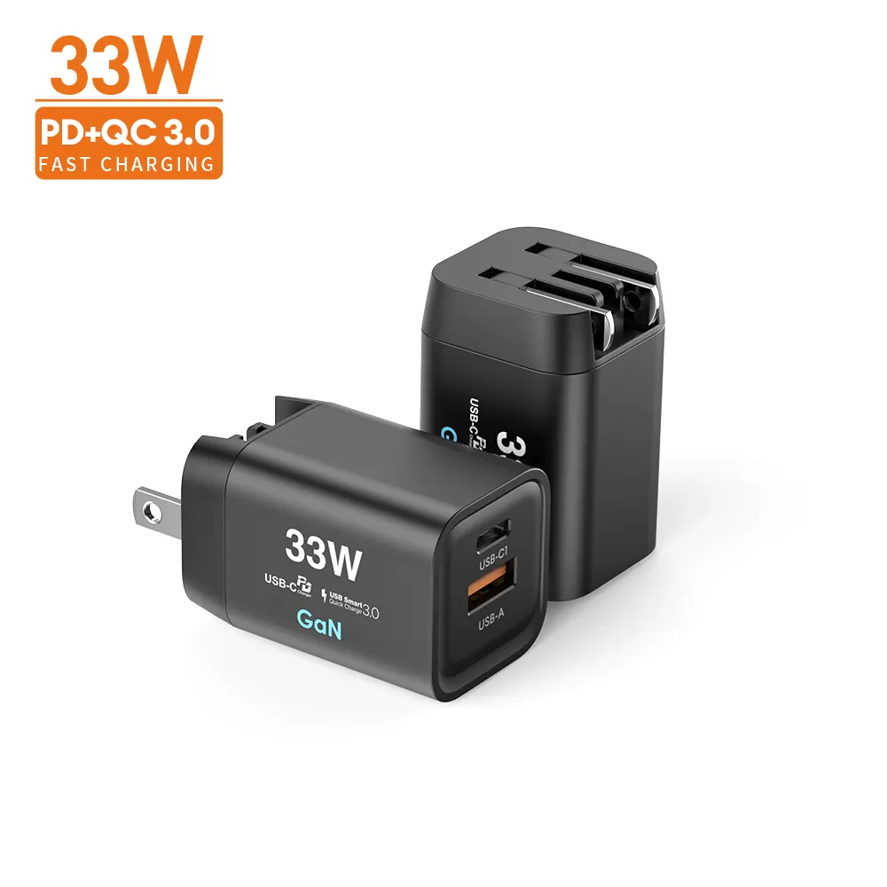 33W Pd Qc3.0 Gan Multi-Port Usb Wall Charger Fast Mobile Phone Chargers Universal Travel Charger Adapter For Samsunggalaxy