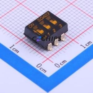 SDA03H0SBR DIP Switch SMD-6P,7.5x9.6mm Switch Flat Toggle, Groove Type Single Pole Single Throw 3 2.54mm - Product Image 1