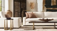Luxuriöse Minimalistische Beige Couch mit Waschbarem Bezug, Breiten Eckigen Armlehnen und Holzbeinen für Wohnzimmer, Zuhause und Hotel