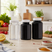 Bouteille en plastique PET de qualité alimentaire 175 ml 180 ml 200 ml Contenant pour pilules de vitamines avec couvercle à vis blanc pour compléments alimentaires