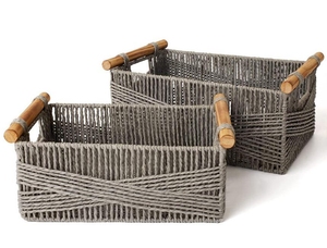 Tùy Chỉnh Bán Buôn Trang Trí Tay Dệt Giỏ Tổ Chức Cho Trang Điểm Sách Kệ Phòng Khách, Màu Be - Product Image 3