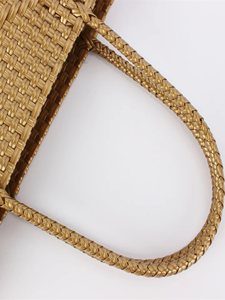 Solid Color Woven PVC Large Capacity Square Mummy Tote <b>Shoulder</b> Shopping Bag With Double <b>Shoulder</b> <b>Straps</b> Open Closure Tanjing - Product Image 2