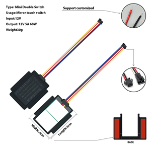 ไฟกระจกห้องน้ำ LED แบบสัมผัสขนาดเล็กปรับแต่งได้ พร้อมสวิตช์เซ็นเซอร์เหนี่ยวนำแบบสามสี/สีเดียว สีน้ำเงิน รองรับไฟฟ้า 12V/24V แบบคู่ - Product Image 4