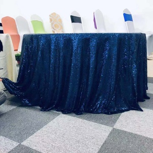 Màu Xanh Hải Quân Lấp Lánh Long Lanh Vòng Bảng Bìa <span class=keywords><strong>Sequin</strong></span> Khăn Trải Bàn Lớp Phủ Đám Cưới Bữa Tiệc Bên Vải Bền Chất Liệu Vải - Product Image 5