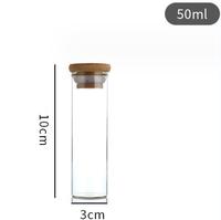 Bouteille à vœux DIN30mm scellée, petite bouteille décorative en verre avec bouchon en bambou, tube transparent, bouteille à messages, bouteille pour thé aux fleurs