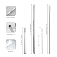Ensembles de pailles réutilisables pliables en acier inoxydable avec étui en aluminium pour accessoires de bar