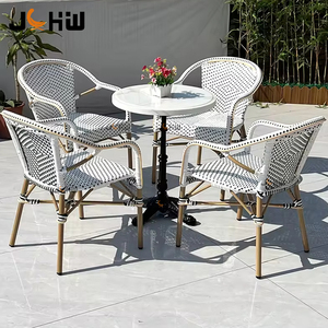 Vente directe d'usine, meubles de jardin pour restaurant, style français, bambou tissé en rotin, café, <span class=keywords><strong>bistrot</strong></span>, bar, <span class=keywords><strong>table</strong></span> et chaises d'extérieur pour fêtes - Product Image 4