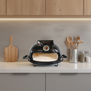 Four à pizza d'extérieur, 21 pouces, motif brique noire, en céramique, four à bois de table avec <span class=keywords><strong>pierre</strong></span> à pizza pour jardin et camping - Product Image 5