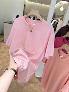 เสื้อยืดผ้าฝ้ายสีทึบระบายอากาศได้ดีเสื้อ100% ทรงหลวมแบบพอดีตัว - Product Image 3
