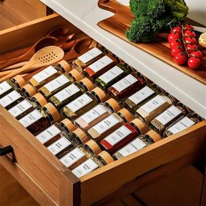 Оптовая продажа, 4 унции, наклейки на банки для специй, кухонные контейнеры, 120 мл, квадратные стеклянные банки для специй с набором бамбуковых крышек