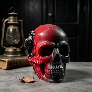 Molde de silicona para velas aromáticas con diseño de <span class=keywords><strong>cuervo</strong></span> y calavera, molde para manualidades de yeso con temática oscura de Halloween, molde para hacer adornos artesanales para amantes de lo hecho a mano - Product Image 4