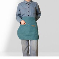 Tablier en toile Niuweili sans manches, réutilisable, pour café, lait, thé, avec logo imprimé, résistant à l'usure, pour serveur et nettoyage