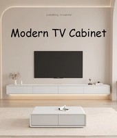 Meuble TV Moderne Minimaliste pour Petit Appartement, Armoire de Rangement sur Pied, Table Basse Luxe Léger et Ensemble Meuble TV
