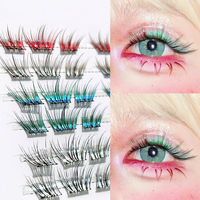 Cils de fée elfe colorés en fibre semi-artisanaux sans colle, effet dégradé, naturels et vaporeux, pour cosplay, anime, festival, usage photographique
